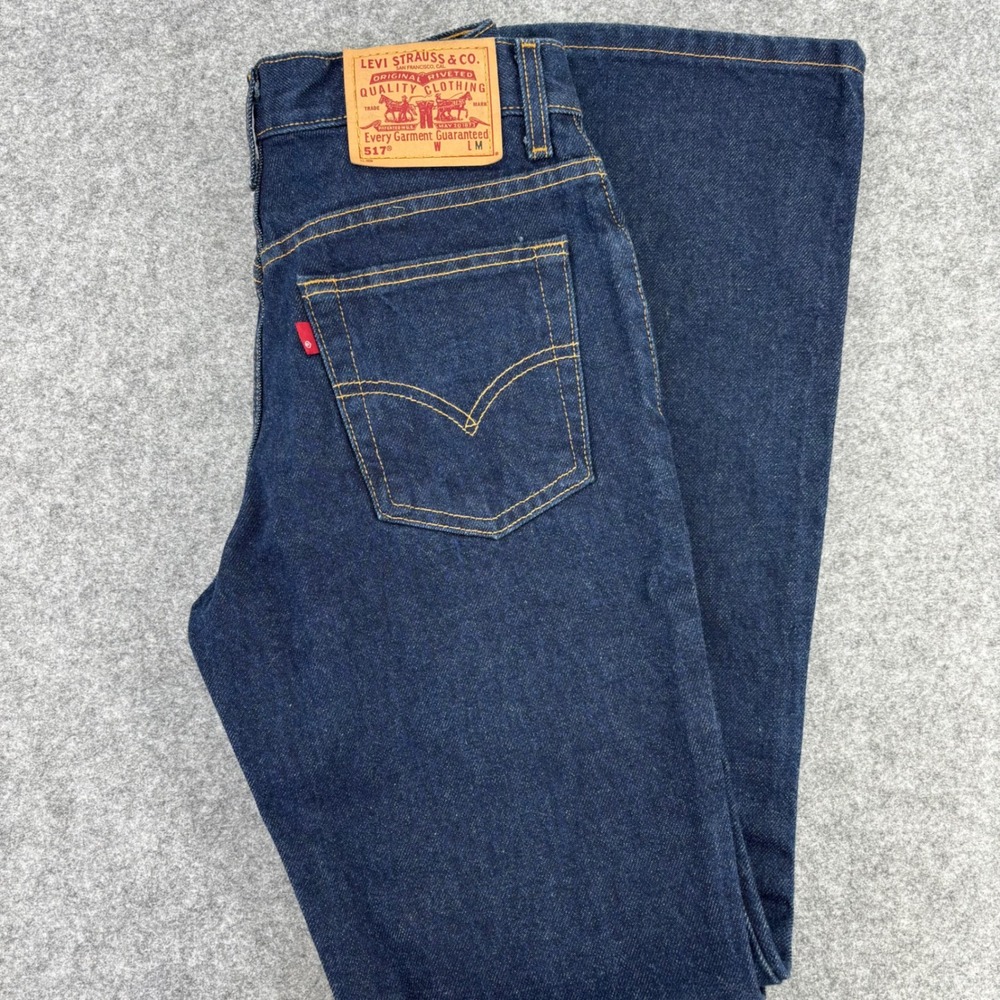 Vintage Levis 517 Boot Cut Slim Fit Jeans Dark Wash Indigo USA Made 5 JR M 28x32